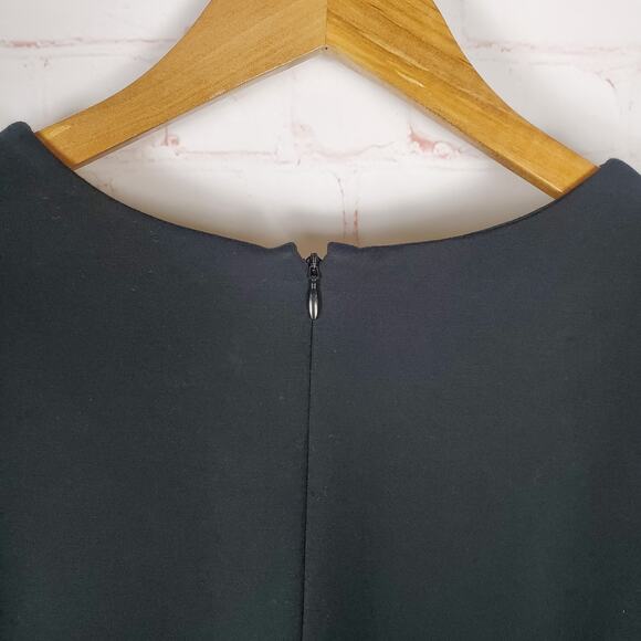 J McLaughlin Letty Dress Sz M Black Tiered Bell Sleeve Bainbridge Cloth Stretch - Picture 8 of 14